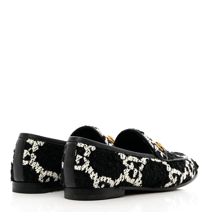 Gucci Tweed GG Monogram Horsebit Womens Jordaan Loafers 36.5 Black Natural 4 of 18