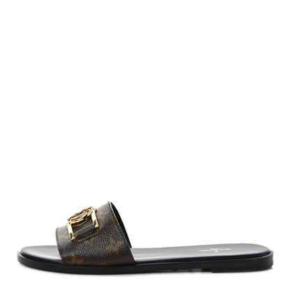 Louis Vuitton Patent Monogram Lock It Flat Mule 38.5 1 of 8