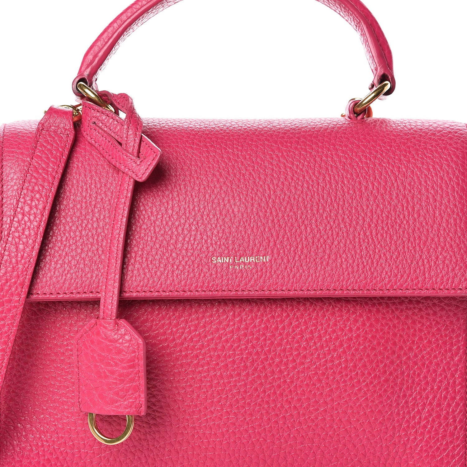 Saint Laurent Grained Calfskin Small Moujik Top Handle Bag Fuchsia 7 of 10