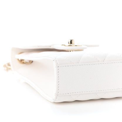 Chanel Caviar Quilted Classic Phone Holder White 9 of 10