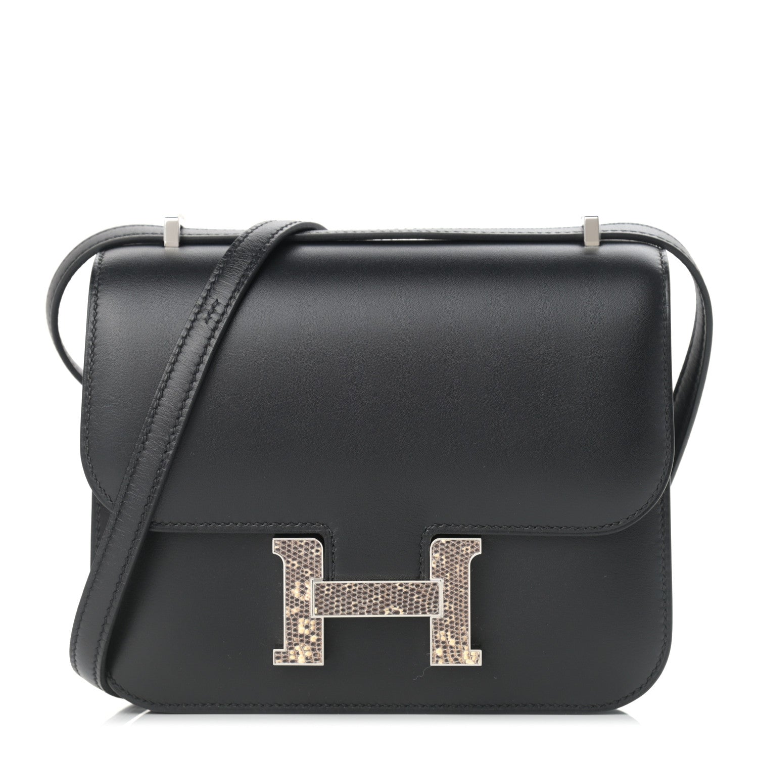 Hermes Veau Monsieur Lizard Constance 18 Black Ombre 1 of 9