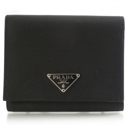 Prada Nylon Leather Tri-fold Wallet Black 1 of 8