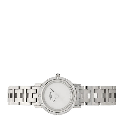 Hermes Stainless Steel Diamond Mother of Pearl 24mm Clipper Quartz Watch 2 of 4