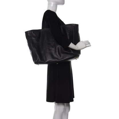 Saint Laurent Calfskin Suede Reversible East West Shopper Tote Black 2 of 21