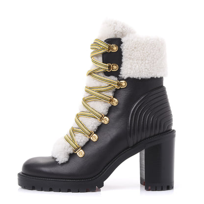 Christian Louboutin Calfskin Shearling Yetita 70 Hiker Booties 38 Black 1 of 8