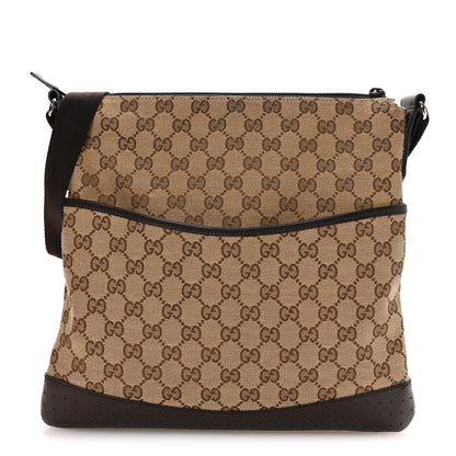 Gucci Monogram Calfskin Perforated Medium Flat Messenger Bag Dark Brown 1 of 9