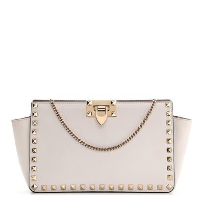 Valentino Garavani Vitello Rockstud Chain Clutch White 1 of 9