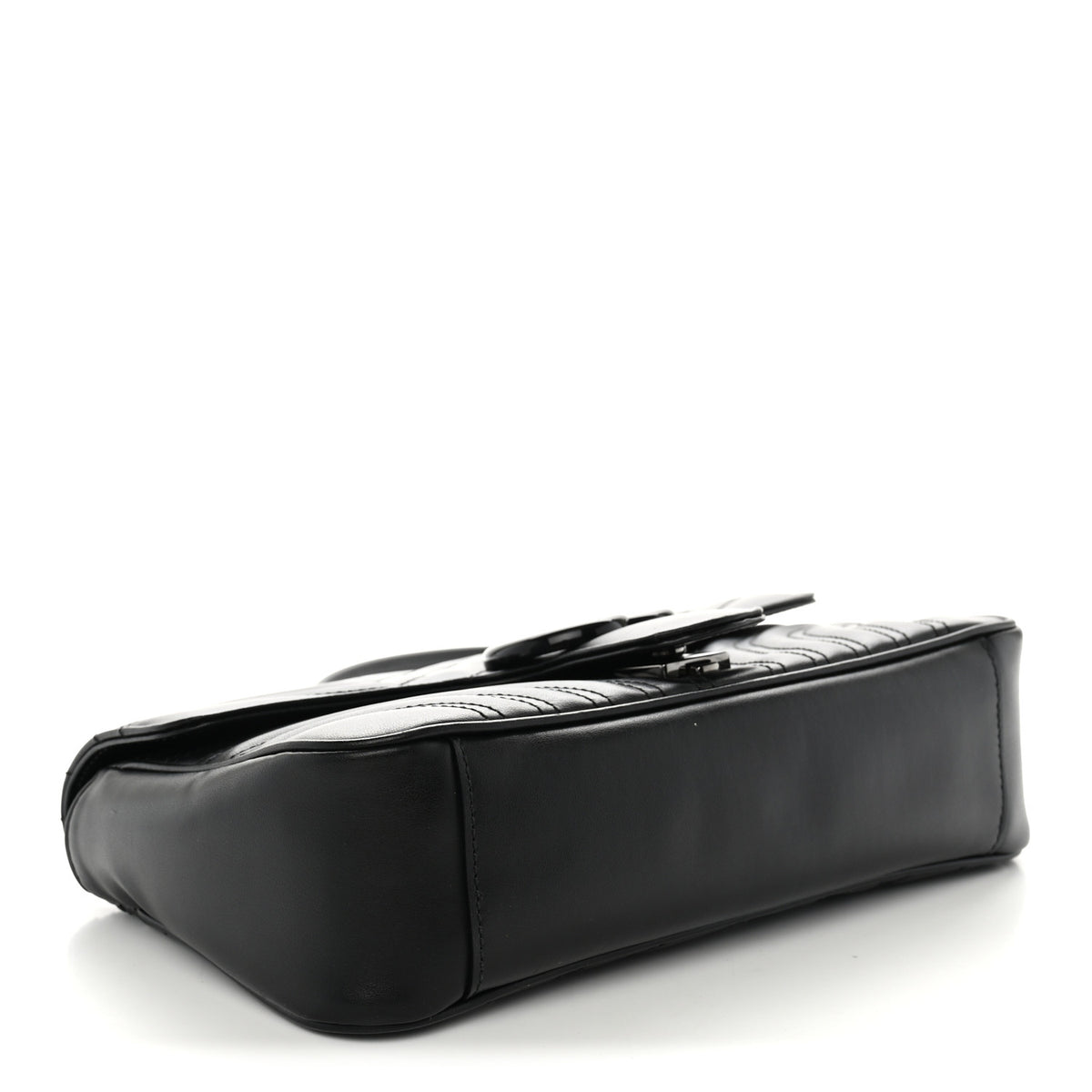Gucci Calfskin Matelasse Monochrome Small GG Marmont Shoulder Bag Black 4 of 11