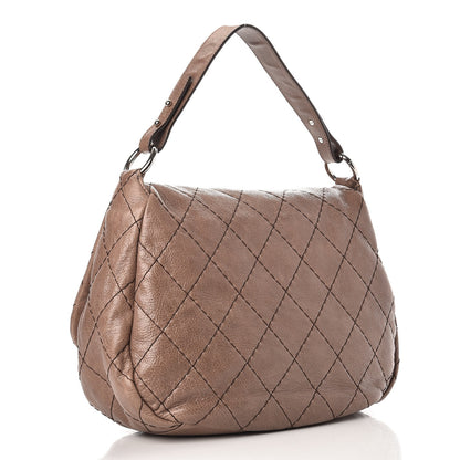Chanel Glazed Calfskin Stitched XL On The Road Flap Brown 3 of 15