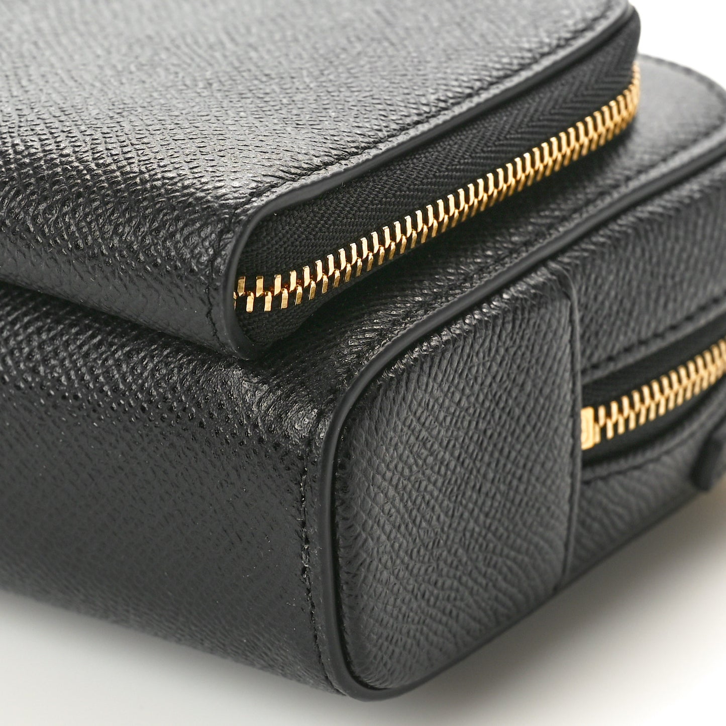 Grained Calfskin Caro Double Pouch Black