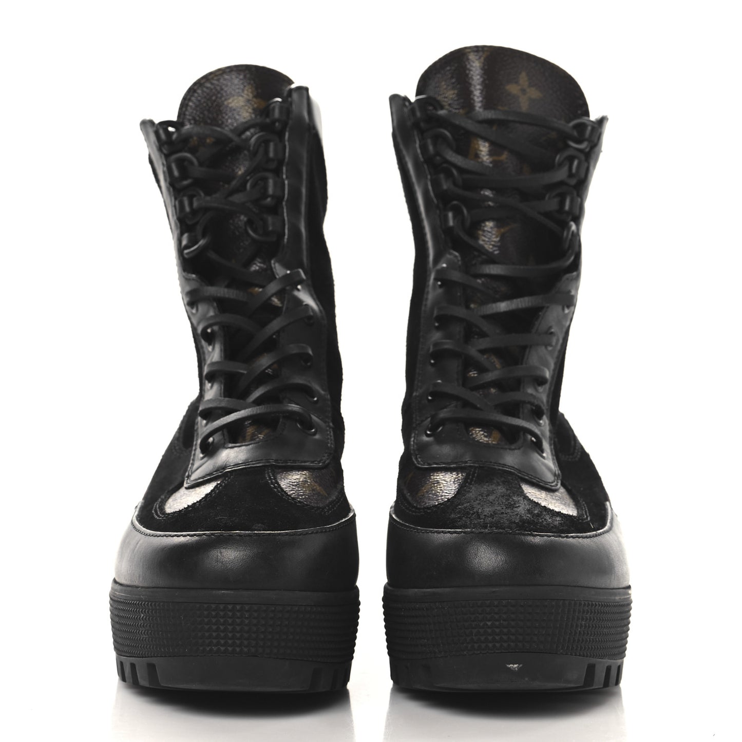 Suede Calfskin Monogram Laureate Platform Desert Boots 40 Black