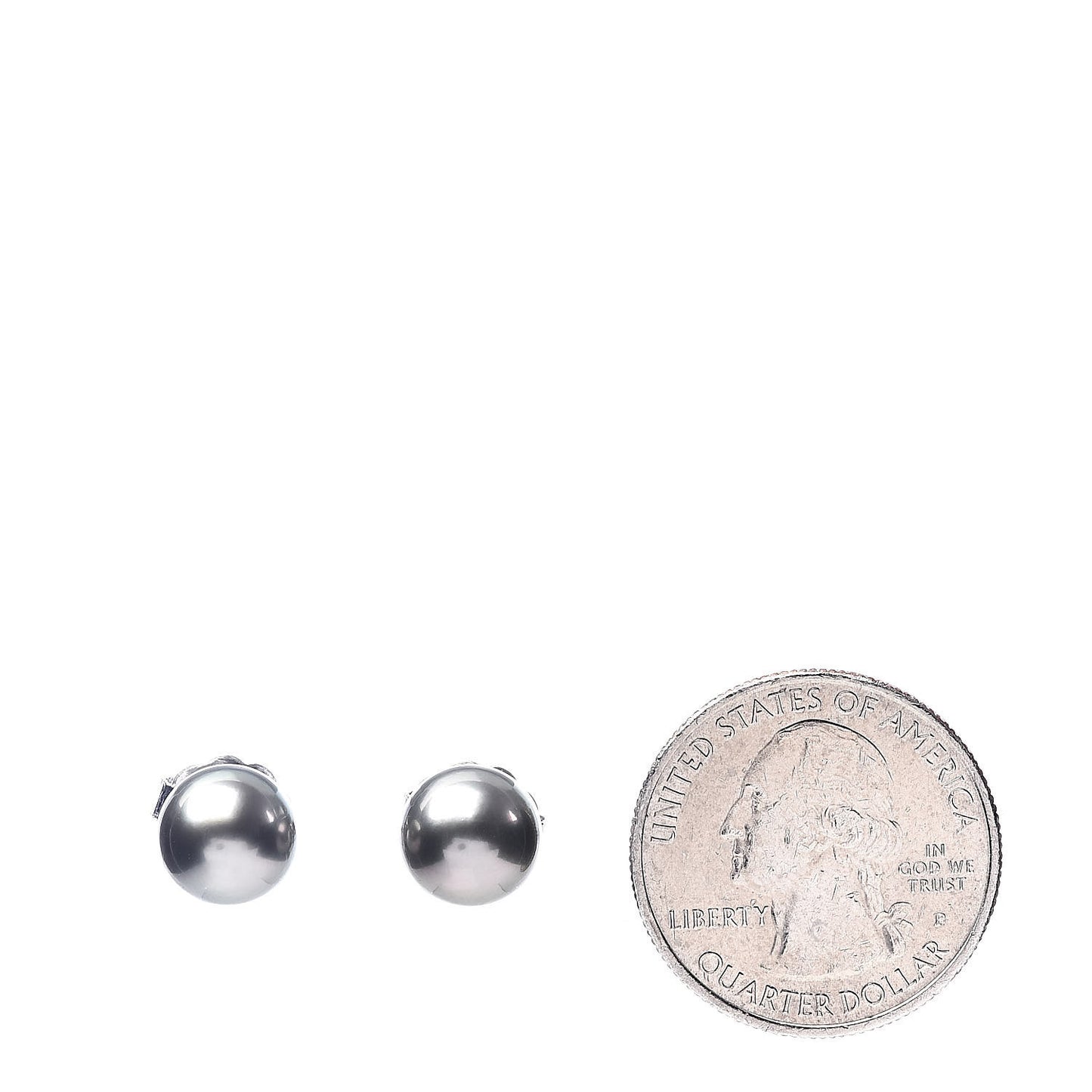 18K White Gold Black South Sea Pearl 9mm Stud Earrings