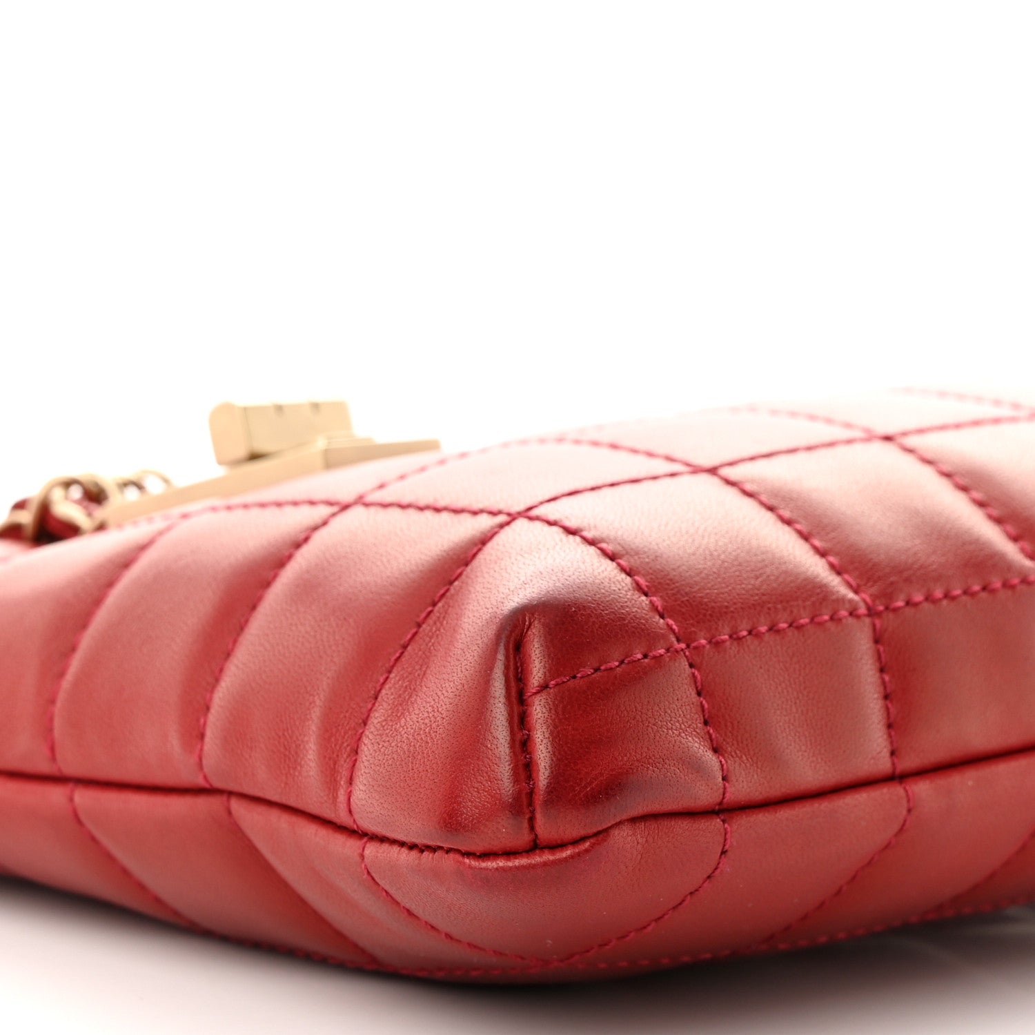Chanel Lambskin Chocolate Bar Mademoiselle Flap Shoulder Bag Red 9 of 11