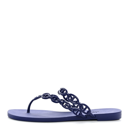Hermes Rubber Chaine d'Ancre Island Sandals 37 Bleu Smalt 1 of 9