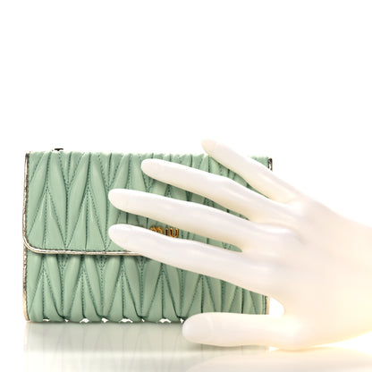 Miu Miu Nappa Matelasse Flap Tri-Fold Wallet Rugiada Pirite 2 of 8