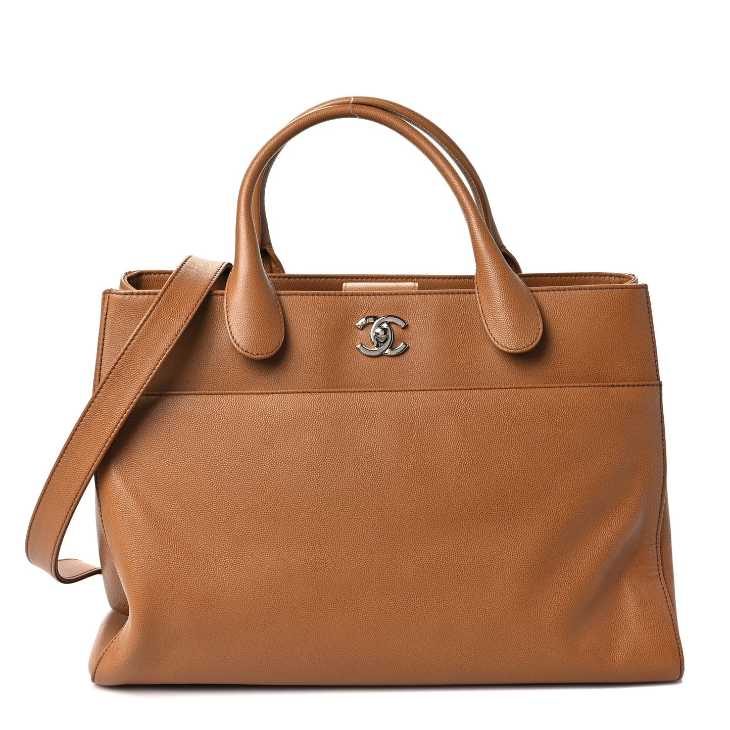 Caviar Medium Cerf Executive Shopper Tote Dark Beige