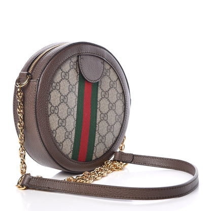 Gucci GG Supreme Monogram Web Mini Ophidia Round Shoulder Bag Brown 3 of 9