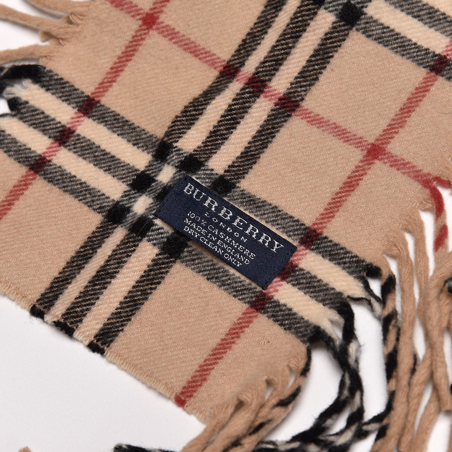 Cashmere House Check Fringe Scarf Camel