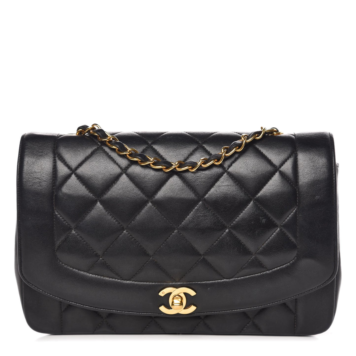 Lambskin Quilted Medium Single Flap Black