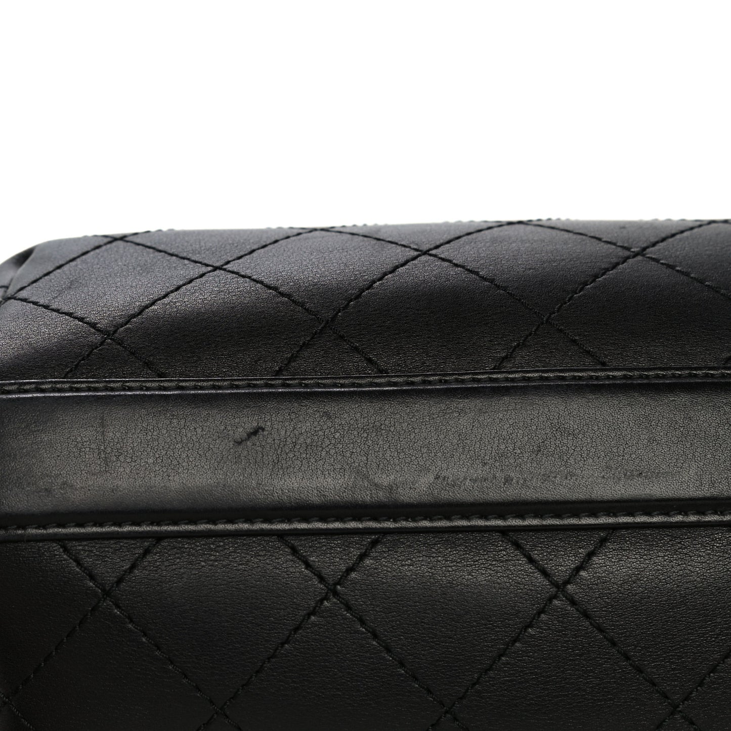Calfskin Stitched Small Paris Rome Drawstring CC Bag Black