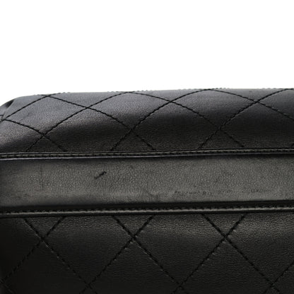 Chanel Calfskin Stitched Small Paris Rome Drawstring CC Bag Black 16 of 17