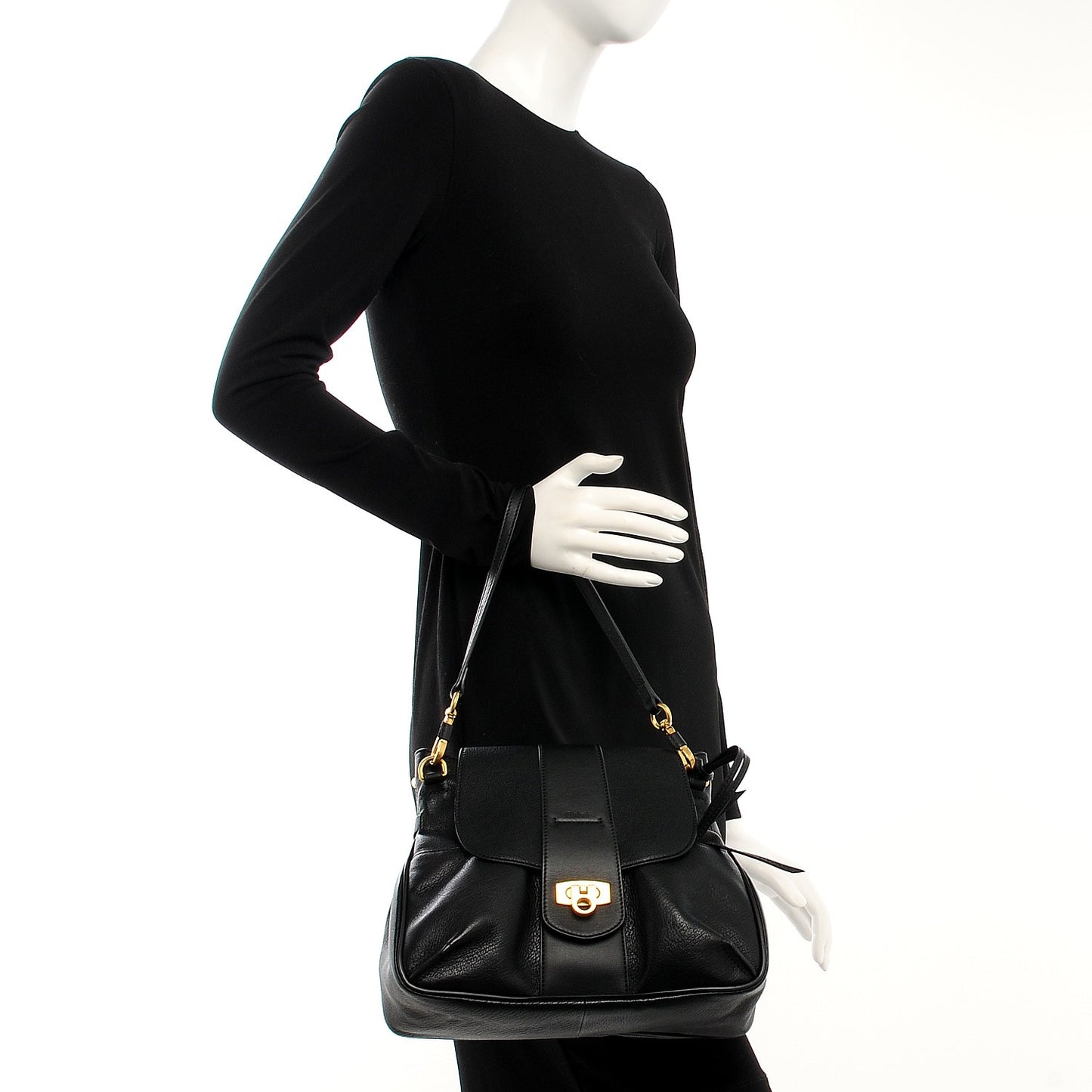 Lambskin Small Lexa Shoulder Bag Black
