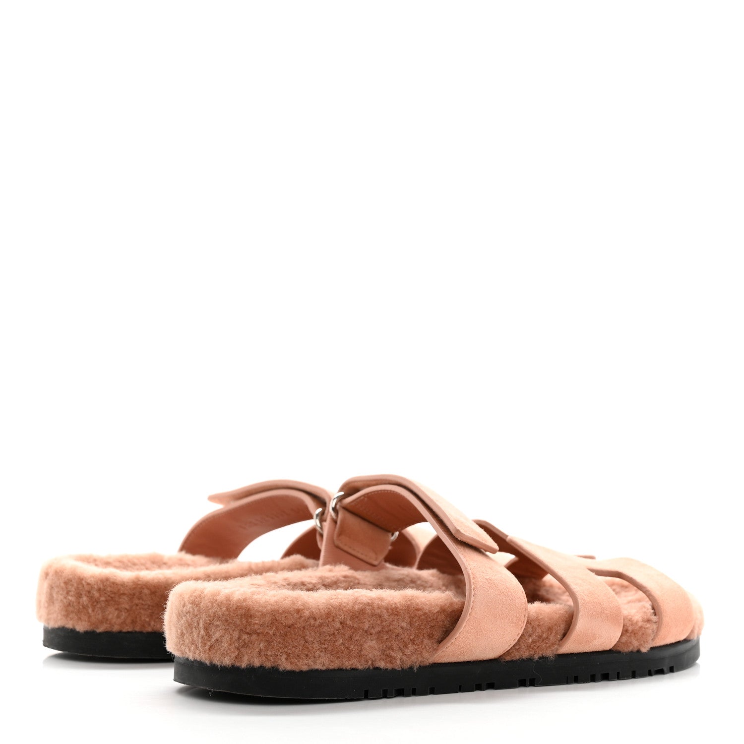 Hermes Suede Goatskin Woolskin Womens Chypre Sandals 39 Rose Aube 4 of 12