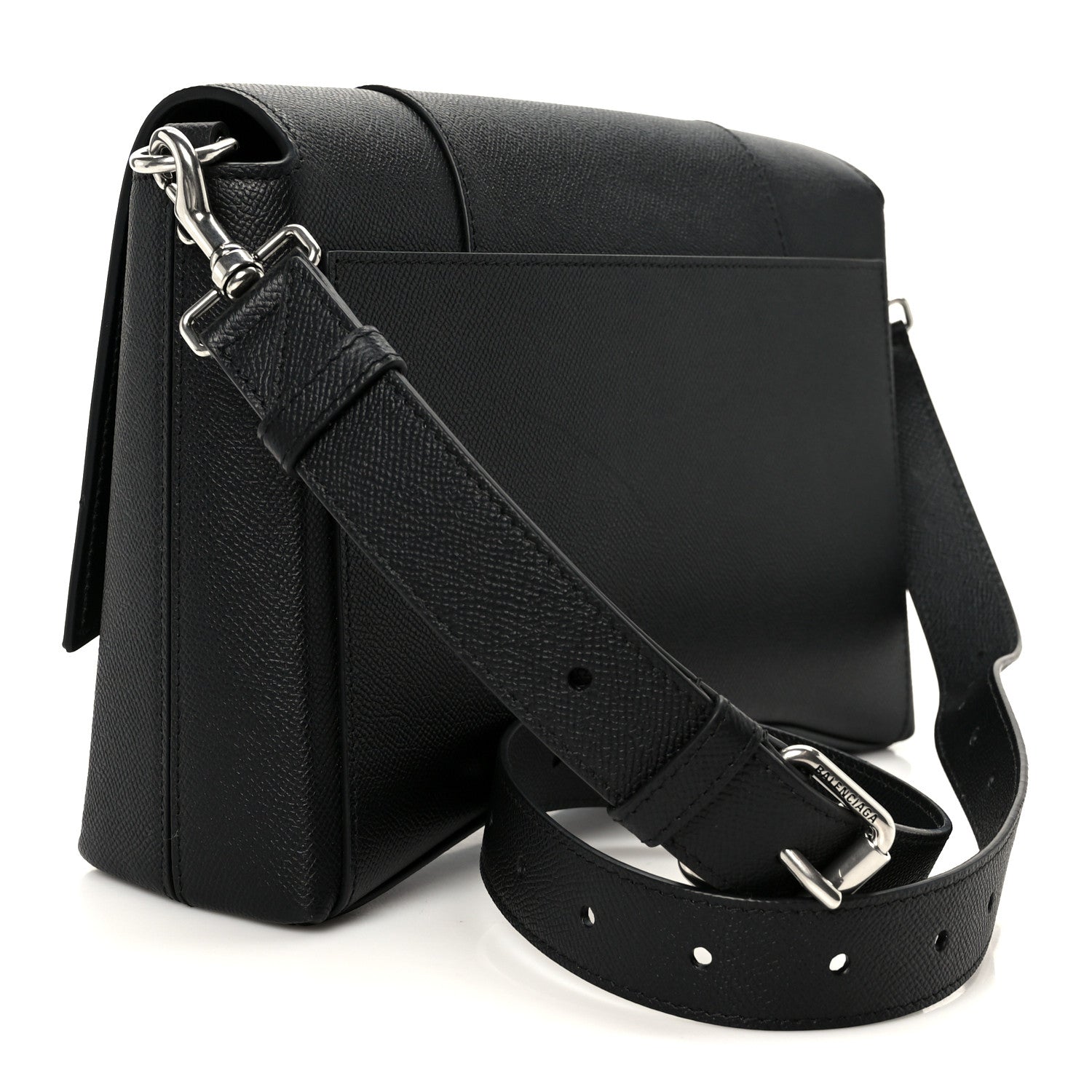 Balenciaga Semi Matte Soft Textured Calfskin Downtown Shoulder Bag Black 3 of 11