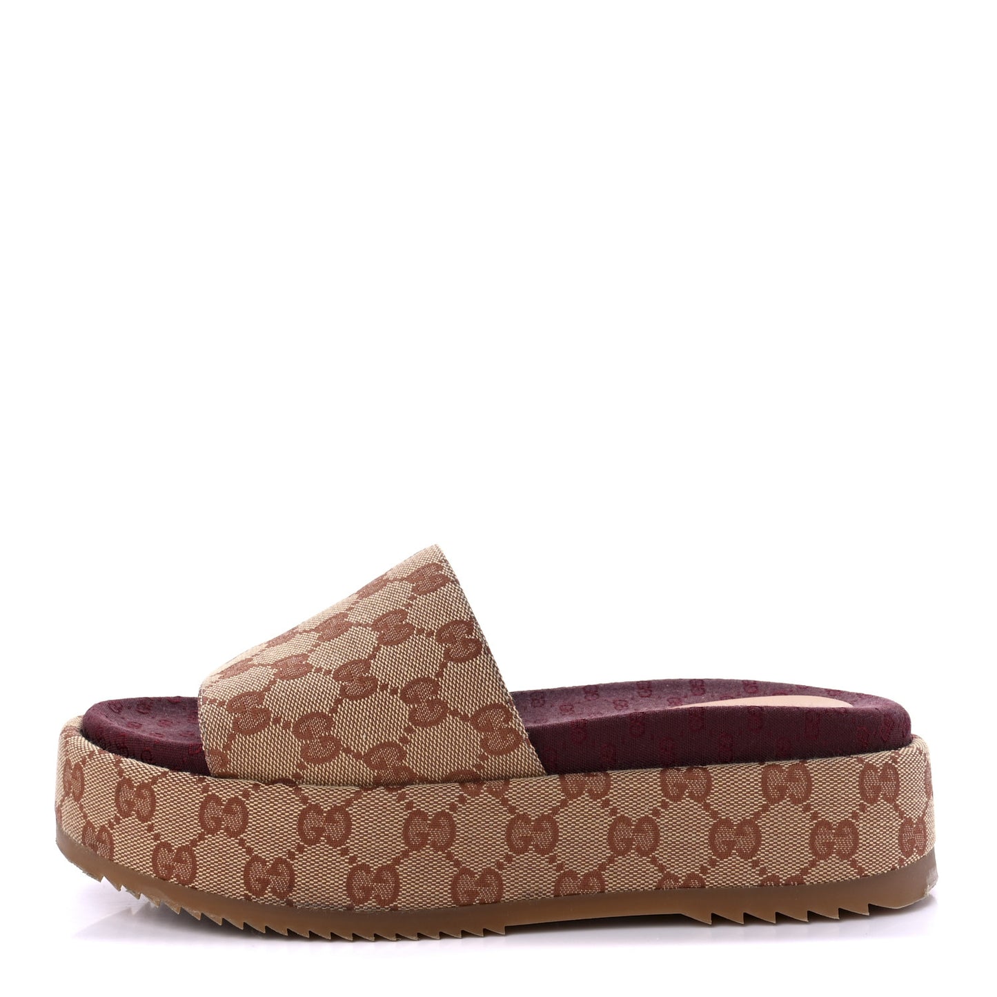 Canvas GG Monogram Angelina Platform Slide Sandals 39.5 Beige Ruggine
