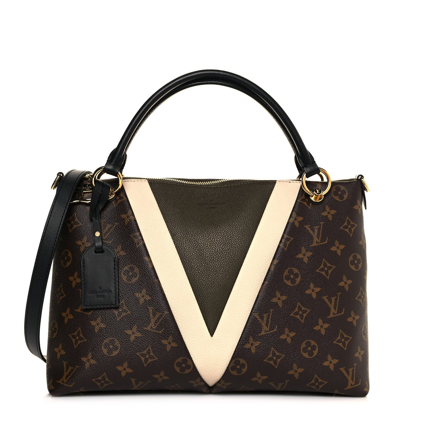 Monogram V Tote MM Khaki Cream