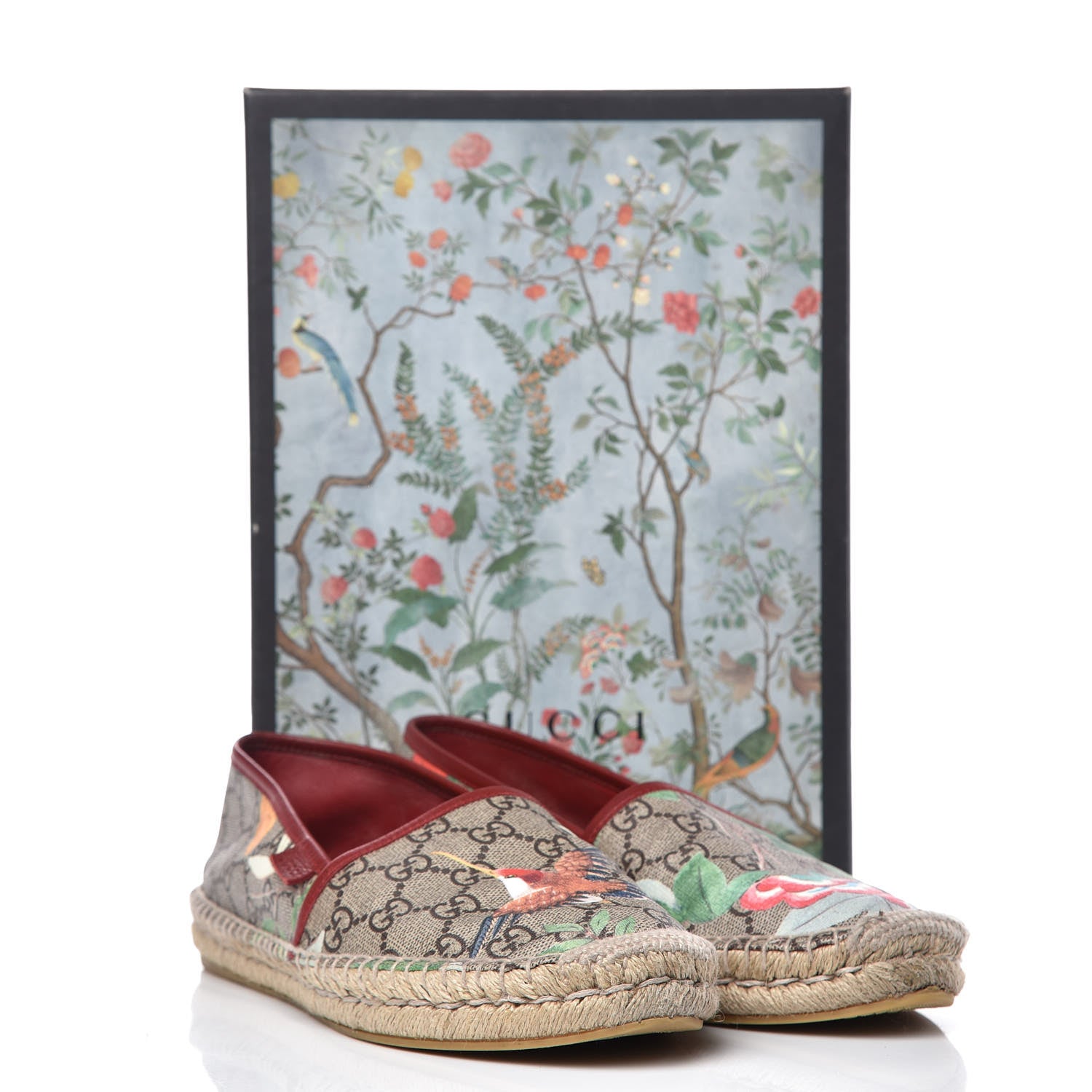 Gucci GG Supreme Monogram Tian Womens Espadrilles 40 Beige Multicolor Red 10 of 10