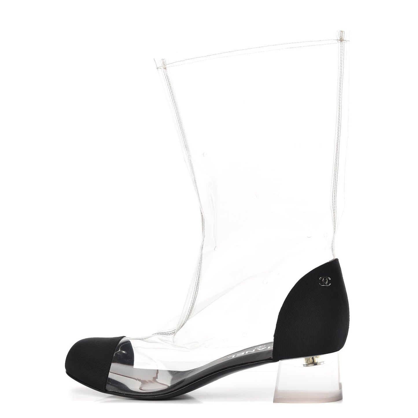PVC Grosgrain High Boots 40 Transparent Black
