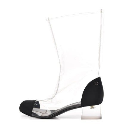 Chanel PVC Grosgrain High Boots 40 Transparent Black 1 of 7