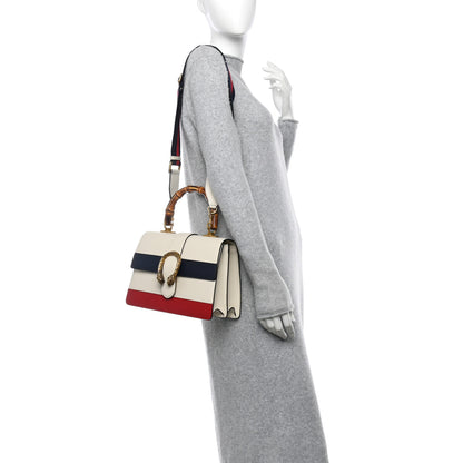Gucci Calfskin Bamboo Web Medium Dionysus Top Handle Bag White Blue Hibiscus Red 3 of 12