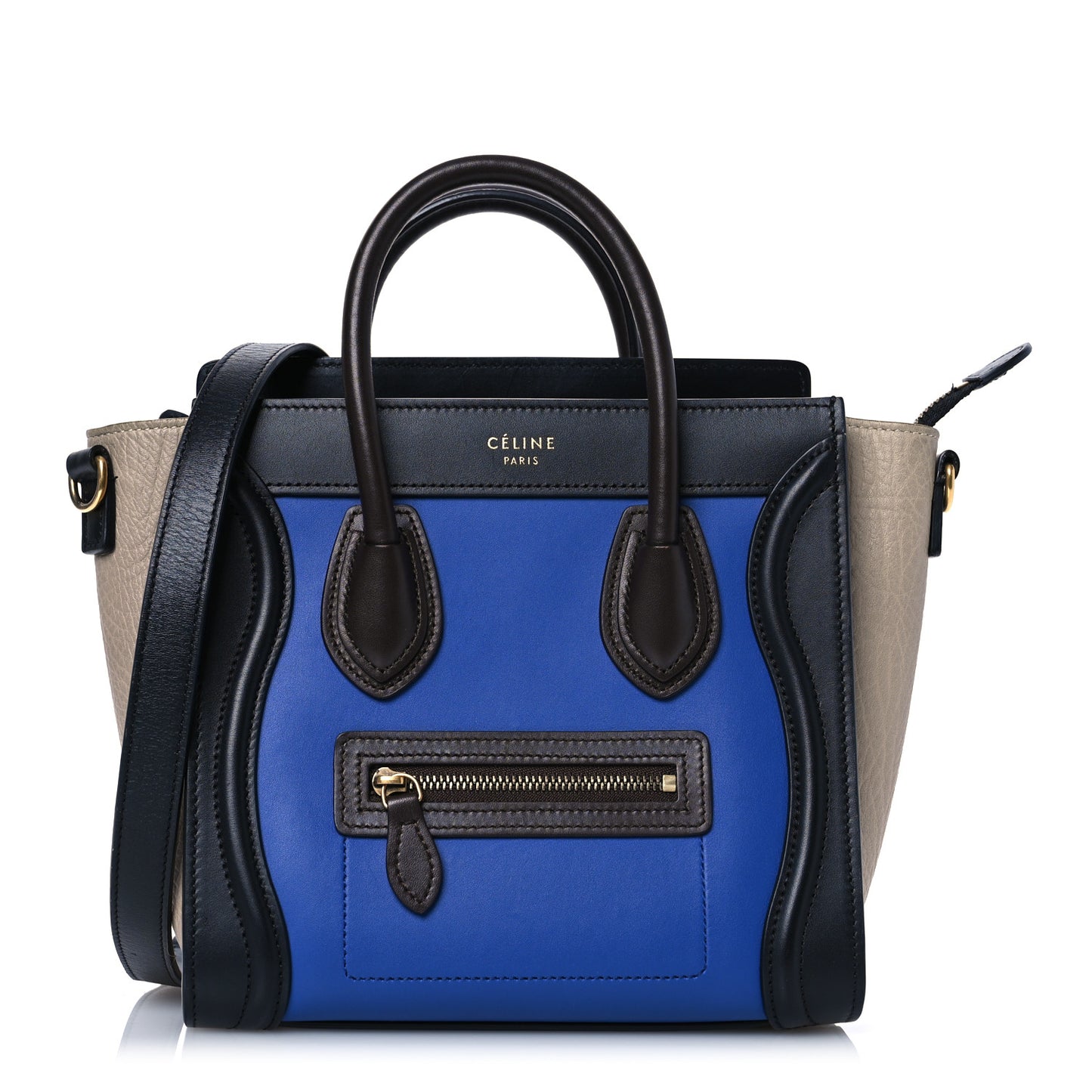 Smooth Calfskin Bullhide Nano Tri-Color Luggage Indigo