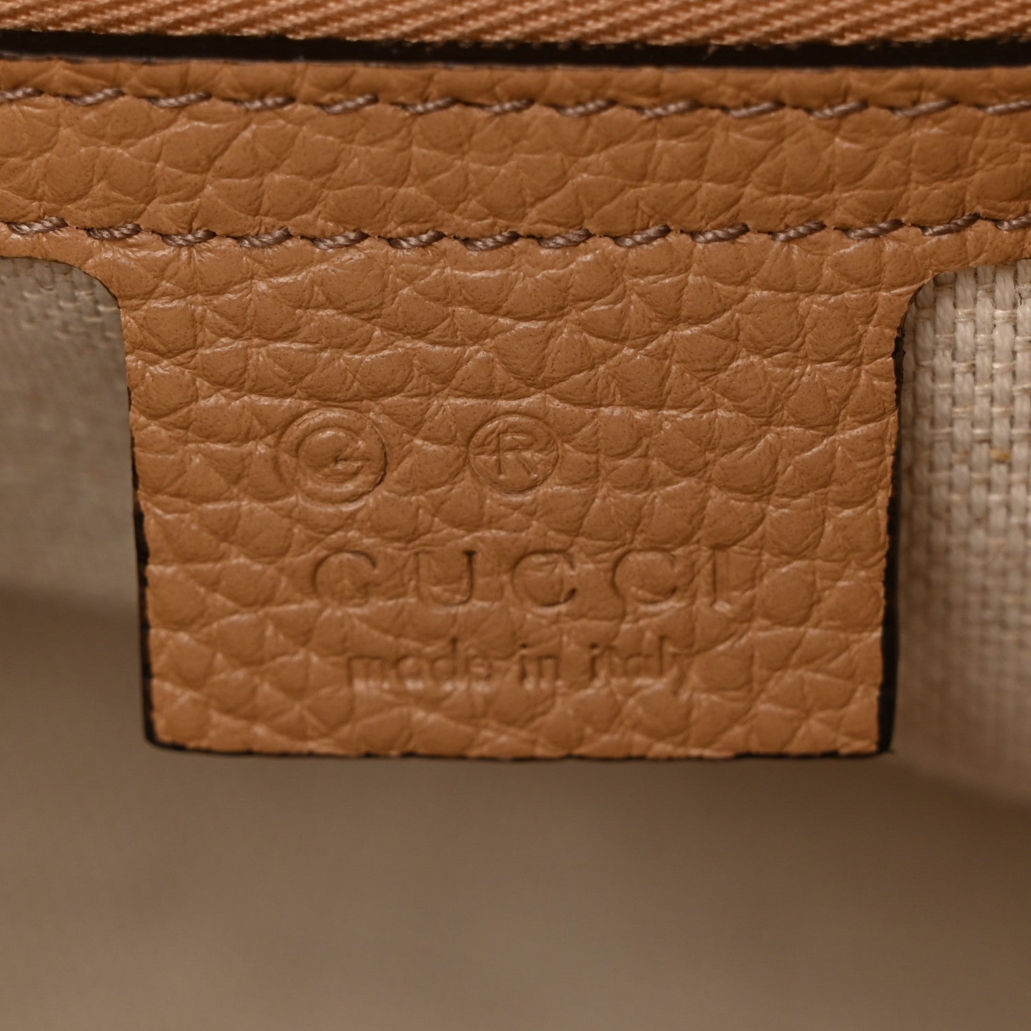 Gucci Pebbled Calfskin Medium Soho Chain Shoulder Bag Camelia 6 of 11