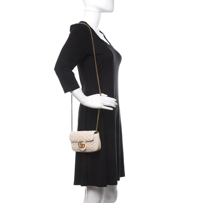 Gucci Calfskin Matelasse Super Mini GG Marmont Shoulder Bag White 2 of 11