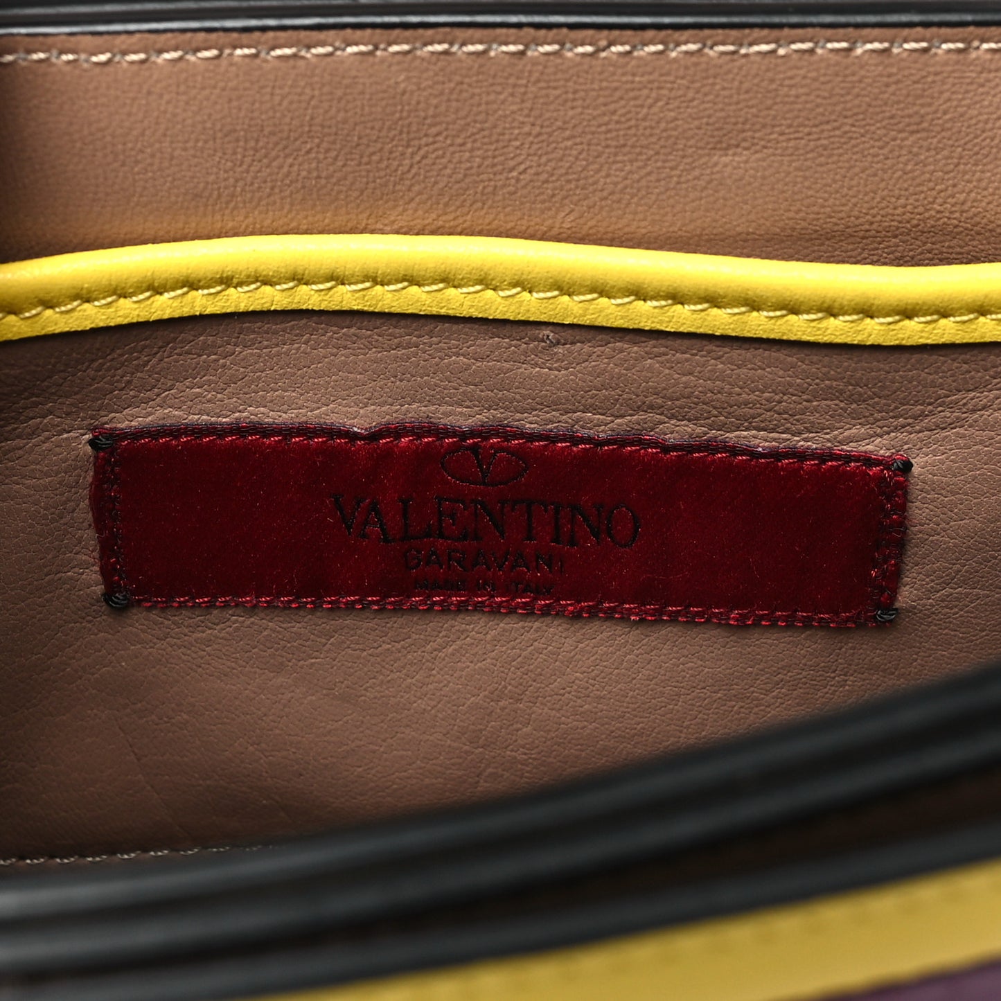 Calfskin Mini Rivet Colorblock Shoulder Bag Purple Yellow