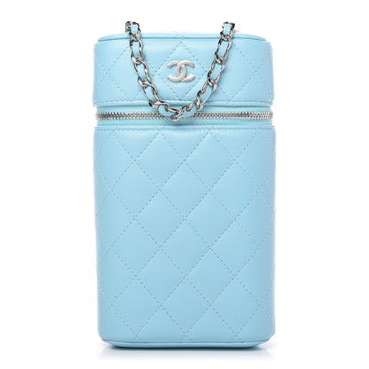 Chanel Lambskin Quilted Phone Holder With Chain Neon Blue 1 of 11