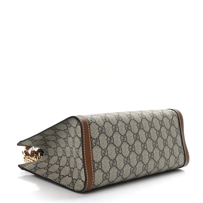 Gucci GG Supreme Monogram Calfskin Small Padlock Tote Beige Ebony Tuscany 4 of 9