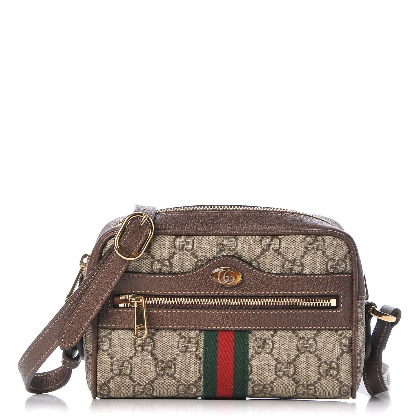 GG Supreme Monogram Web Mini Ophidia Shoulder Bag Brown