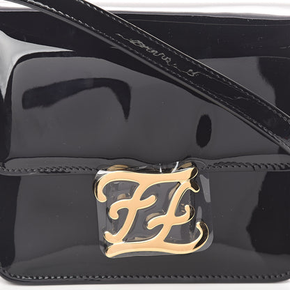 Fendi Vitello Vernice Mou Karligraphy Crossbody Bag Black 9 of 9