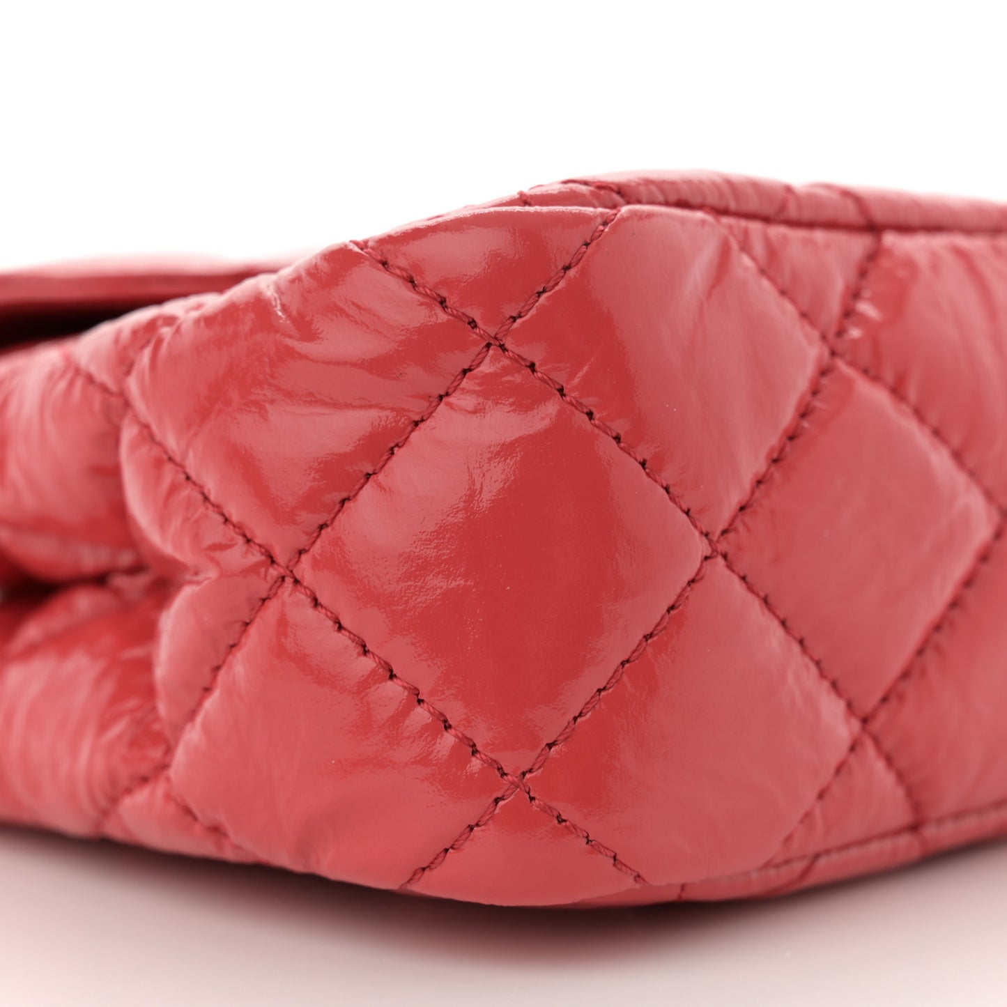Shiny Crumpled Calfskin Quilted Small Wavy CC Hobo Red