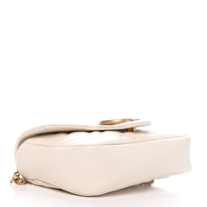 Gucci Calfskin Matelasse Super Mini GG Marmont Shoulder Bag White 3 of 11
