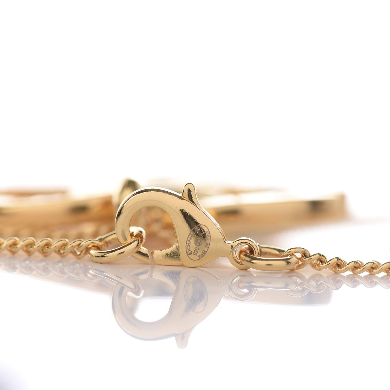 Chanel Metal CC Paris Button Necklace Gold 3 of 4