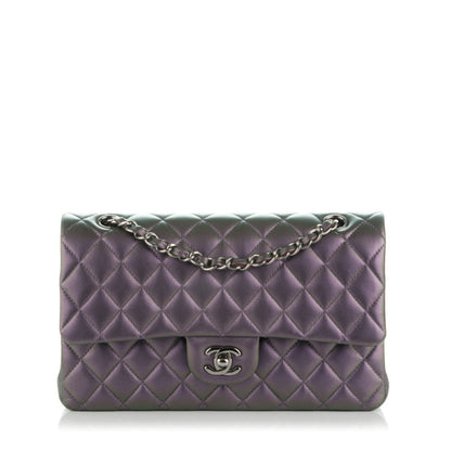 Chanel Metallic Lambskin Quilted Medium Double Flap Dark Purple 1 of 8
