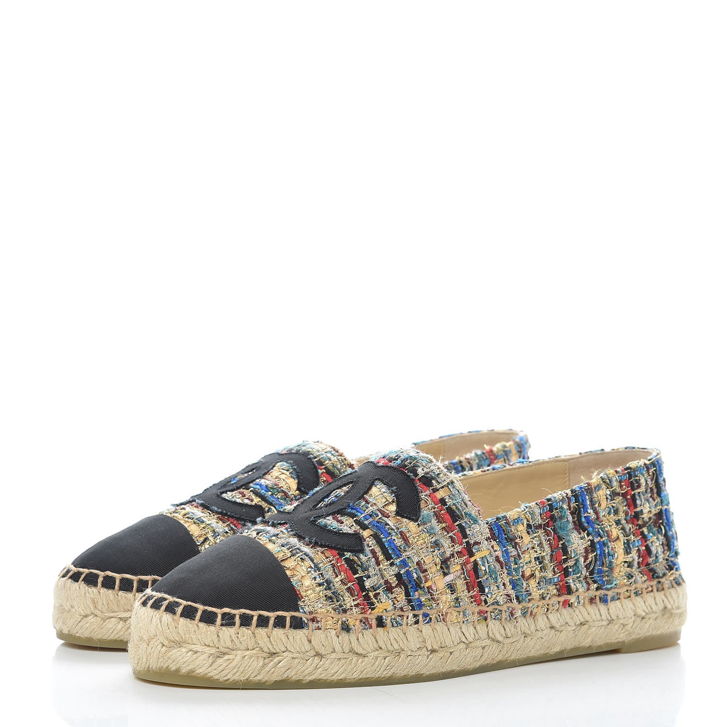 Chanel Tweed Grosgrain CC Espadrilles 38 Multicolor 3 of 11