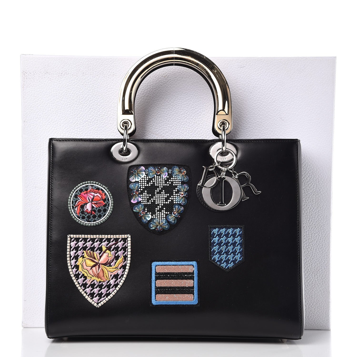 Christian Dior Smooth Calfskin Large Lucky Badges Lady Dior Black 10 of 10