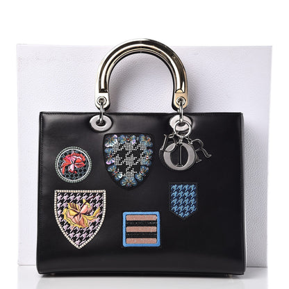 Christian Dior Smooth Calfskin Large Lucky Badges Lady Dior Black 10 of 10