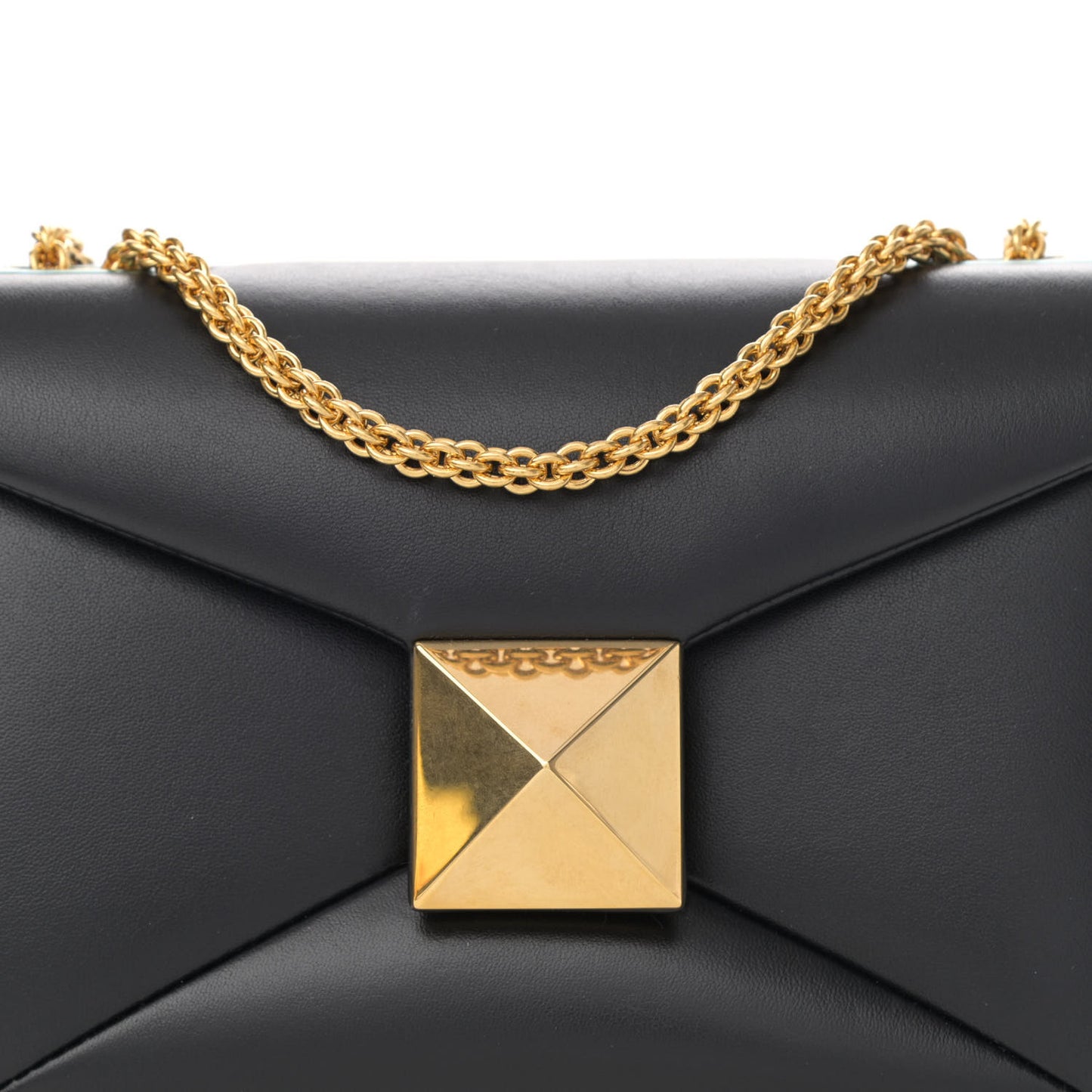 Nappa One Stud Chain Clutch Black